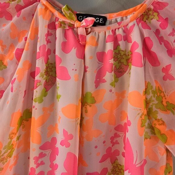 George Girls Dress Size 7-8 Butterfly Chiffon Fabric Ruffled Flare - Picture 5 of 9